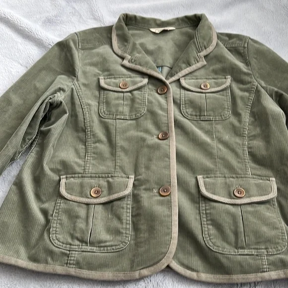 L.L. Bean Pinwheel Cordaroy Button Coat Khaki - Picture 2 of 6